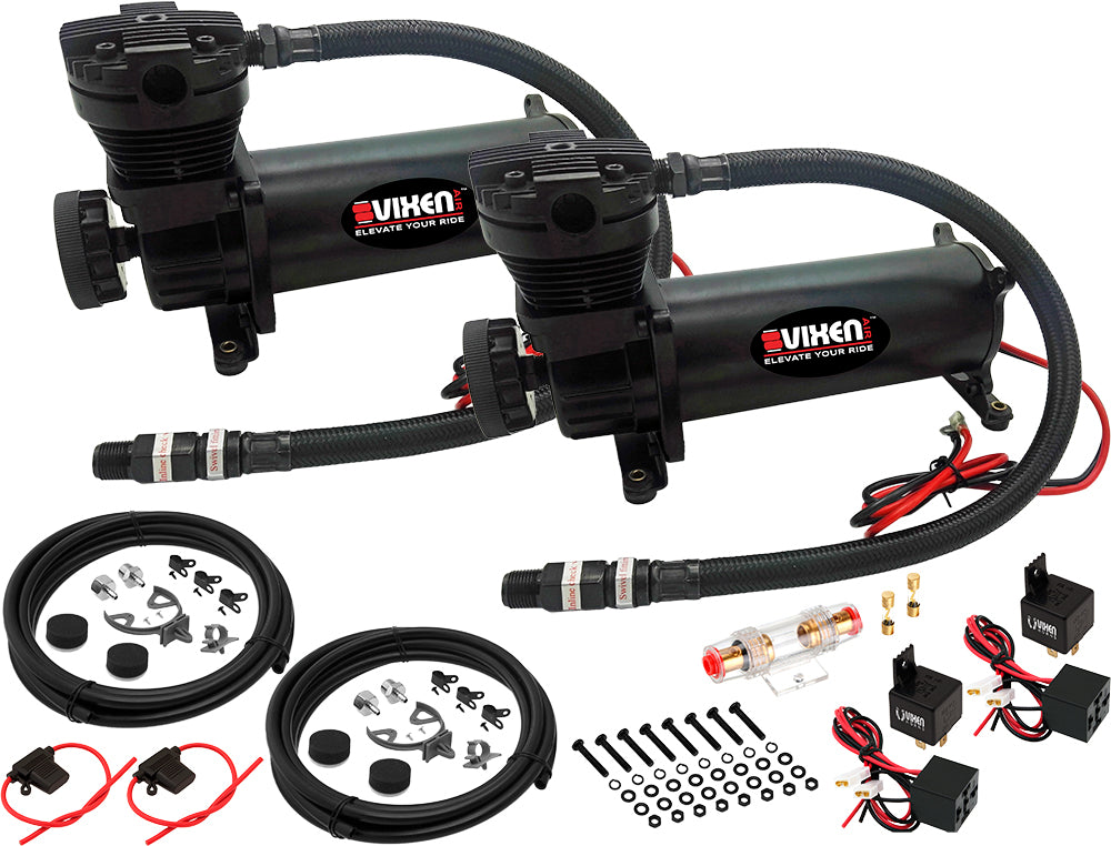 VIXEN AIR VXX1209GW/4852DB AIR SUSPENSION KIT FOR TRUCK/CAR BAG/AIR RIDE/SPRING. ON BOARD SYSTEM, DUAL 200PSI COMPRESSOR, 5 GALLON TANK image 1