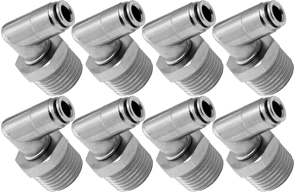 VIXEN AIR VXA2124-8 1/2" NPT MALE TO PUSH TO CONNECT (PTC) FOR 1/4" OD HOSE SWIVEL ELBOW (8 PACK) image 0