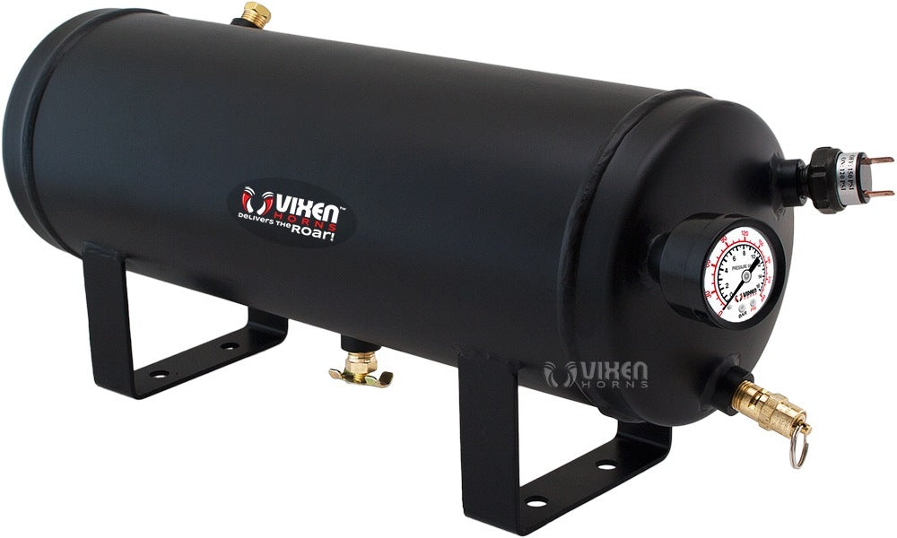 VIXEN HORNS VXO8715/3311B TRIPLE TRUMPET TRAIN AIR HORN BLACK WITH 1.5 GALLON TANK AND 150 PSI COMPRESSOR image 6