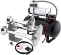 VIXEN HORNS VXO8560/3318C TRIPLE TRUMPET TRAIN AIR HORN CHROME PLATED WITH 2 GALLON TANK AND 150 PSI COMPRESSOR image 0
