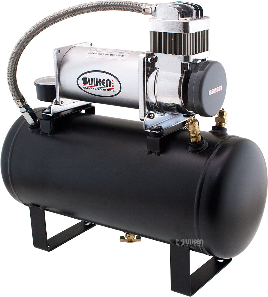VIXEN HORNS VXO8560/3418C TRIPLE TRUMPET TRAIN AIR HORN CHROME PLATED WITH 2 GALLON TANK AND 150 PSI COMPRESSOR image 5