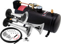 VIXEN HORNS VXO8210/3311C TRIPLE TRUMPET TRAIN AIR HORN CHROME PLATED WITH 1 GALLON TANK AND 150 PSI COMPRESSOR image 0