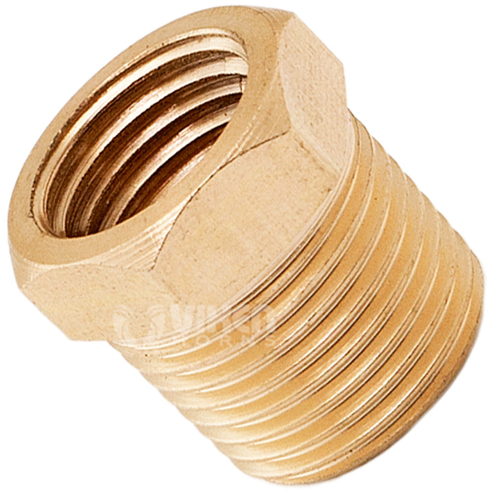 VIXEN HORNS VXA3814-2 3/8" NPT MALE TO 1/4" NPT FEMALE BRASS THREAD REDUCER FITTING (2 PACK) image 1