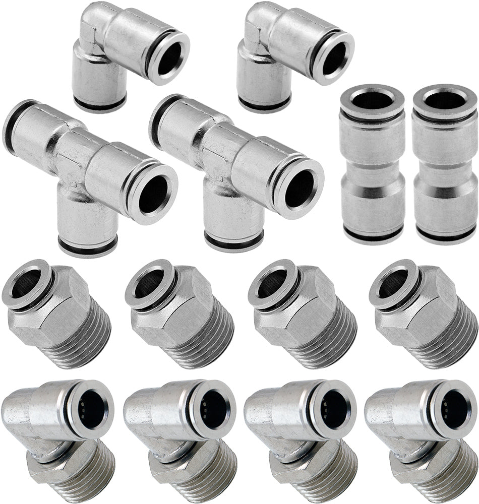 VIXEN AIR VXK8502 SET OF FITTINGS FOR AIR SUSPENSION 1/2" NPT USING 3/8" OD AIR LINES image 0