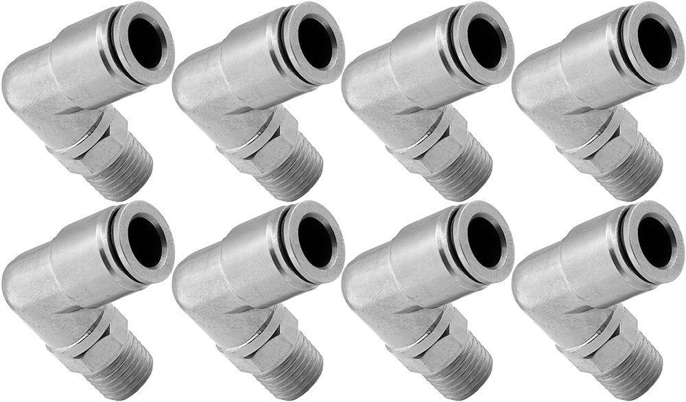 VIXEN AIR VXA2438-8 1/4" NPT MALE TO PUSH TO CONNECT (PTC) FOR 3/8" OD HOSE SWIVEL ELBOW (8 PACK) image 0