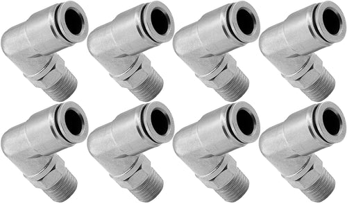 VIXEN AIR VXA2438-8 1/4" NPT MALE TO PUSH TO CONNECT (PTC) FOR 3/8" OD HOSE SWIVEL ELBOW (8 PACK) image 0