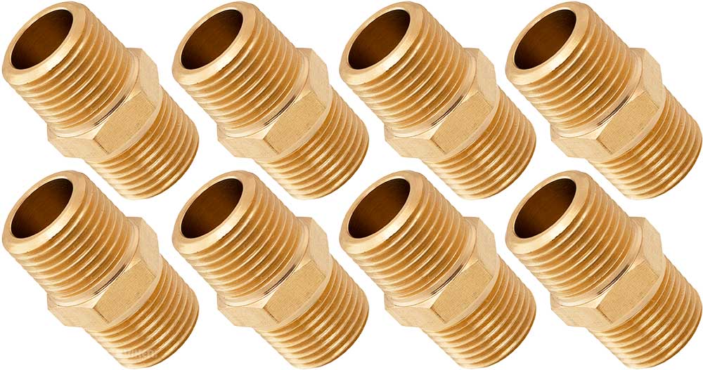 VIXEN AIR VXA1212-8 1/2" NPT MALE TO 1/2" NPT MALE STRAIGHT COUPLING (8 PACK) image 0