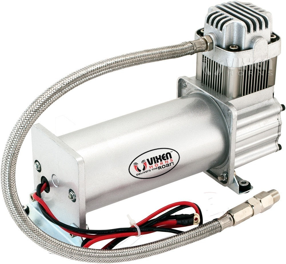 VIXEN HORNS VXO8350/3418 TRIPLE TRUMPET TRAIN AIR HORN CHROME PLATED WITH 5 GALLON TANK AND 200 PSI COMPRESSOR image 5