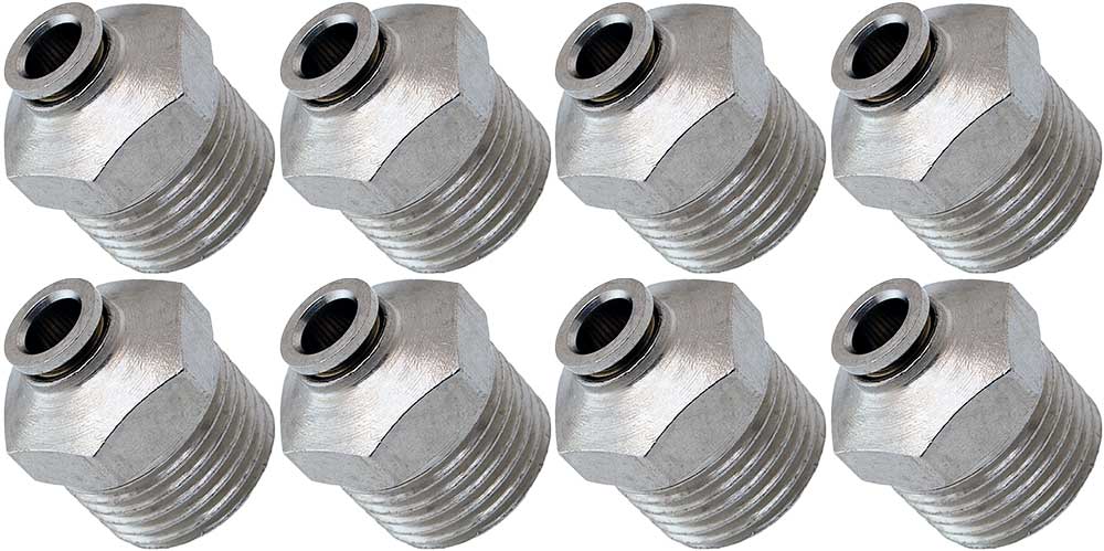 VIXEN AIR VXA7124-8 1/2″ NPT MALE TO PUSH TO CONNECT (PTC) FOR 1/4″ OD HOSE STRAIGHT PNEUMATIC FITTING (8 PACK) image 0