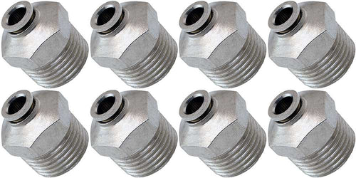 VIXEN AIR VXA7124-8 1/2″ NPT MALE TO PUSH TO CONNECT (PTC) FOR 1/4″ OD HOSE STRAIGHT PNEUMATIC FITTING (8 PACK) image 0
