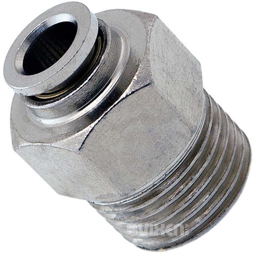 VIXEN AIR VXA7381-4 3/8″ NPT MALE TO PUSH TO CONNECT (PTC) FOR 1/4″ OD HOSE STRAIGHT PNEUMATIC FITTING (4 PACK) image 1