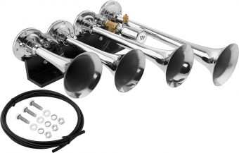 VIXEN HORNS VXH4124C FOUR TRUMPET TRAIN AIR HORN CHROME PLATED WITH BLACK BASE