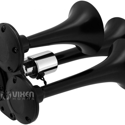 VIXEN HORNS VXO8115/3311B TRIPLE TRUMPET TRAIN AIR HORN BLACK WITH 1.5