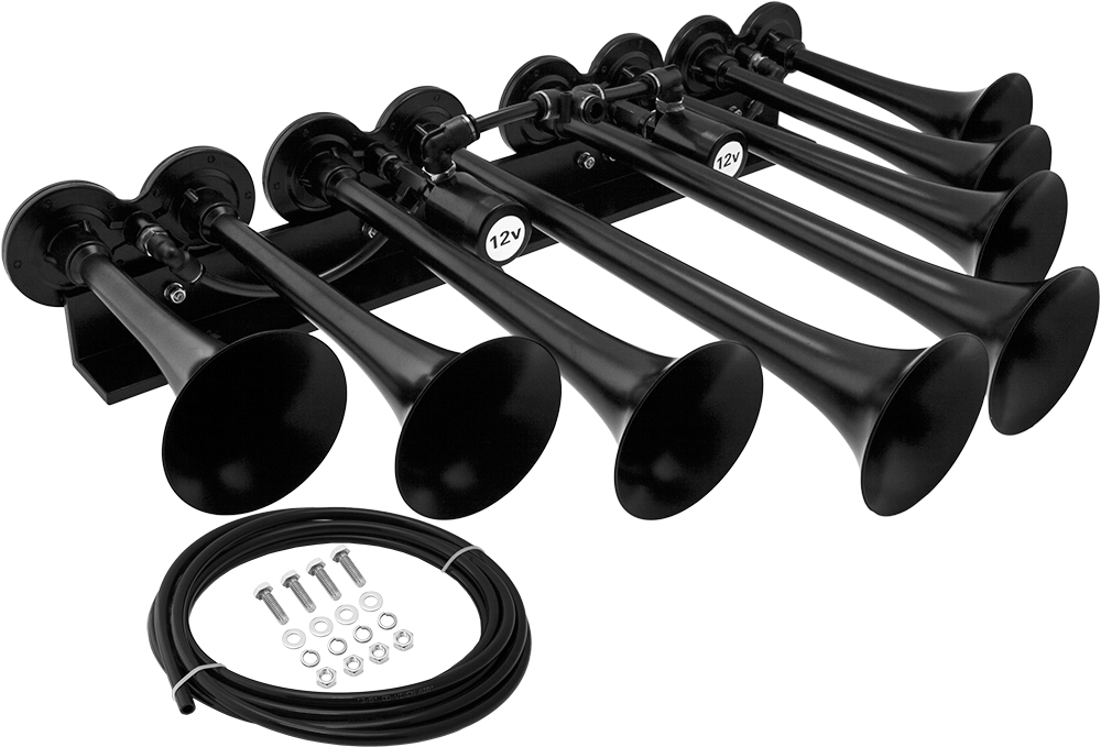 Vixen Horns Loud 149dB 3//Triple Trumpet Train Air Horn with 12V Electric Solenoid Black VXH3118B
