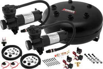 VIXEN AIR VXO4840DB 4 GALLON STEEL PANCAKE AIR TANK WITH DUAL 200 PSI AIR COMPRESSOR ONBOARD AIR SYSTEM