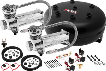 VIXEN AIR VXO4840DC 4 GALLON STEEL PANCAKE AIR TANK WITH DUAL 200 PSI AIR COMPRESSOR ONBOARD AIR SYSTEM