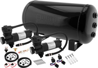 VIXEN AIR VXO4852DAB 6 GALLON ALUMINUM AIR TANK BLACK WITH DUAL 200 PSI AIR COMPRESSOR ONBOARD AIR SYSTEM
