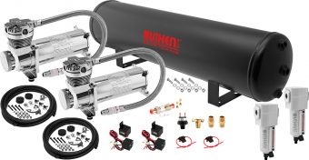 VIXEN AIR VXO4852DCF 5 GALLON STEEL AIR TANK WITH DUAL 200 PSI AIR COMPRESSOR ONBOARD AIR SYSTEM