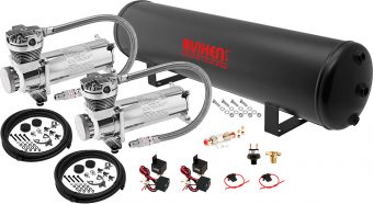 VIXEN AIR VXO4852DC 5 GALLON STEEL AIR TANK WITH DUAL 200 PSI AIR COMPRESSOR ONBOARD AIR SYSTEM