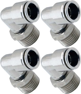 VIXEN AIR VXA2121-4 1/2" NPT MALE TO PUSH TO CONNECT (PTC) FOR 1/2" OD HOSE SWIVEL ELBOW (4 PACK)