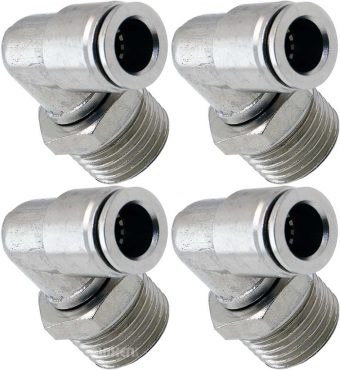 VIXEN AIR VXA2123-4 1/2" NPT MALE TO PUSH TO CONNECT (PTC) FOR 3/8" OD HOSE SWIVEL ELBOW (4 PACK)