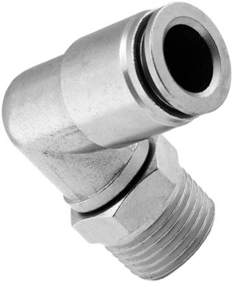 VIXEN AIR VXA2323 3/8" NPT MALE TO PUSH TO CONNECT (PTC) FOR 3/8" OD HOSE SWIVEL ELBOW