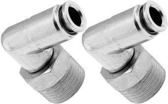 VIXEN AIR VXA2324-2 3/8" NPT MALE TO PUSH TO CONNECT (PTC) FOR 1/4" OD HOSE SWIVEL ELBOW (2 PACK)