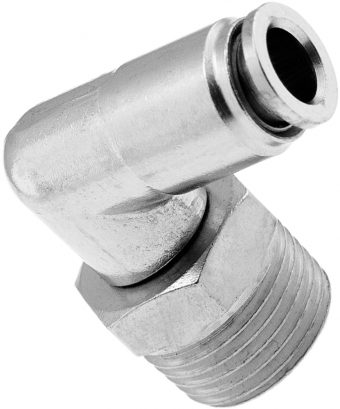 VIXEN AIR VXA2324 3/8" NPT MALE TO PUSH TO CONNECT (PTC) FOR 1/4" OD HOSE SWIVEL ELBOW