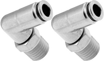 VIXEN AIR VXA2424-2 1/4" NPT MALE TO PUSH TO CONNECT (PTC) FOR 1/4" OD HOSE SWIVEL ELBOW (2 PACK)