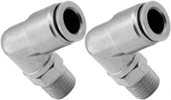 VIXEN AIR VXA2438-2 1/4" NPT MALE TO PUSH TO CONNECT (PTC) FOR 3/8" OD HOSE SWIVEL ELBOW (2 PACK)