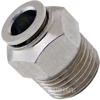 VIXEN AIR VXA7123 1/2″ NPT MALE TO PUSH TO CONNECT (PTC) FOR 3/8″ OD HOSE STRAIGHT PNEUMATIC FITTING