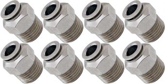 VIXEN AIR VXA7123-8 1/2″ NPT MALE TO PUSH TO CONNECT (PTC) FOR 3/8″ OD HOSE STRAIGHT PNEUMATIC FITTING (8 PACK)