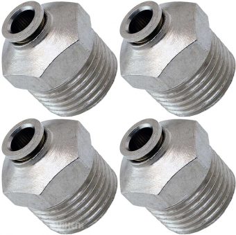 VIXEN AIR VXA7124-4 1/2″ NPT MALE TO PUSH TO CONNECT (PTC) FOR 1/4″ OD HOSE STRAIGHT PNEUMATIC FITTING (4 PACK)