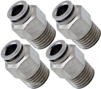 VIXEN AIR VXA7141-4 1/4″ NPT MALE TO PUSH TO CONNECT (PTC) FOR 1/4″ OD HOSE STRAIGHT PNEUMATIC FITTING (4 PACK)