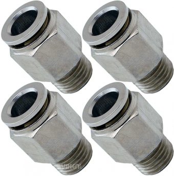 VIXEN AIR VXA7148-4 1/4″ NPT MALE TO PUSH TO CONNECT (PTC) FOR 3/8″ OD HOSE STRAIGHT PNEUMATIC FITTING (4 PACK)