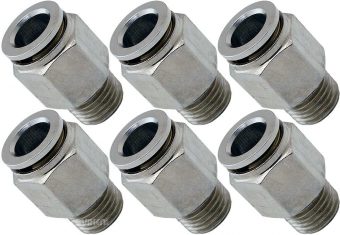 VIXEN AIR VXA7148-6 1/4″ NPT MALE TO PUSH TO CONNECT (PTC) FOR 3/8″ OD HOSE STRAIGHT PNEUMATIC FITTING (6 PACK)