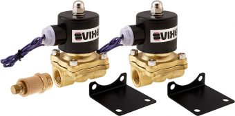 VIXEN AIR VXF2012M-2 12V 1/2" NPT HIGH FLOW ELECTRIC AIR VALVE (2-PACK) WITH ONE 1/2" FLOW/DUMP CONTROL VALVE
