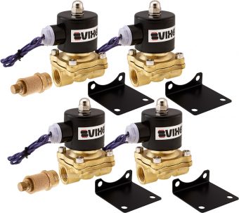 VIXEN AIR VXF2012M-4 12V 1/2" NPT HIGH FLOW ELECTRIC AIR VALVE (4-PACK) WITH TWO 1/2" FLOW/DUMP CONTROL VALVE