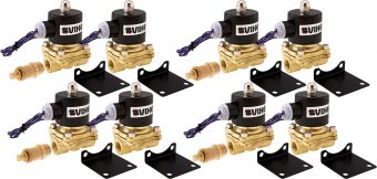 VIXEN AIR VXF2038M-8 12V 3/8" NPT HIGH FLOW ELECTRIC AIR VALVE (8-PACK) WITH FOUR 3/8" FLOW/DUMP CONTROL VALVE