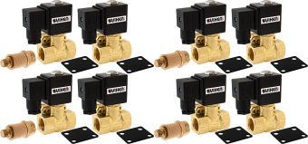 VIXEN AIR VXF4012M-8 12V 1/2″ NPT HIGH FLOW ELECTRIC AIR VALVE (8-PACK) WITH FOUR 1/2" FLOW/DUMP CONTROL VALVE