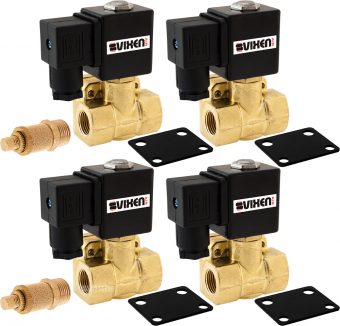 VIXEN AIR VXF4038M-4 12V 3/8″ NPT HIGH FLOW ELECTRIC AIR VALVE (4-PACK) WITH TWO 3/8" FLOW/DUMP CONTROL VALVE
