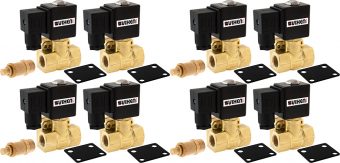 VIXEN AIR VXF4038M-8 12V 3/8″ NPT HIGH FLOW ELECTRIC AIR VALVE (8-PACK) WITH FOUR 3/8" FLOW/DUMP CONTROL VALVE
