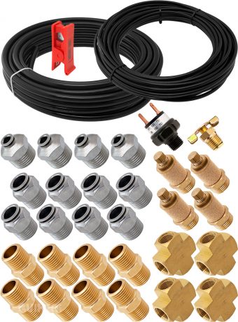 VIXEN AIR VXK1207H SET OF FITTINGS FOR EIGHT 1/2" NPT AIR VALVES WITH 50 FEET 1/2" AND 1/4" OD AIR LINES, PRESSURE SWITCH INCLUDED