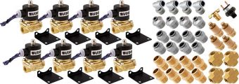 VIXEN AIR VXK1208 1/2" NPT AIR RIDE SUSPENSION HIGH FLOW ELECTRIC AIR VALVES/SOLENOIDS 210 PSI FOUR CORNERS WITH FITTINGS