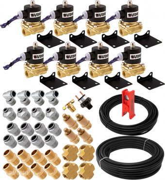 VIXEN AIR VXK1208H 1/2" NPT AIR RIDE SUSPENSION HIGH FLOW ELECTRIC AIR VALVES/SOLENOIDS 210 PSI FOUR CORNERS WITH FITTINGS AND HOSES