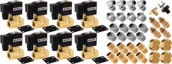 VIXEN AIR VXK1209 1/2" NPT AIR RIDE SUSPENSION HIGH FLOW ELECTRIC AIR VALVES/SOLENOIDS 250 PSI FOUR CORNERS WITH FITTINGS