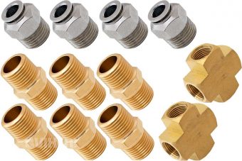 VIXEN AIR VXK1230 SET OF FITTINGS FOR FOUR 1/2" NPT AIR VALVES USING 3/8" OD AIR LINES