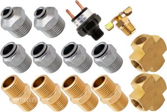 VIXEN AIR VXK1236 SET OF FITTINGS FOR FOUR 1/2" NPT AIR VALVES USING 1/2" AND 1/4" OD AIR LINES, PRESSURE SWITCH INCLUDED