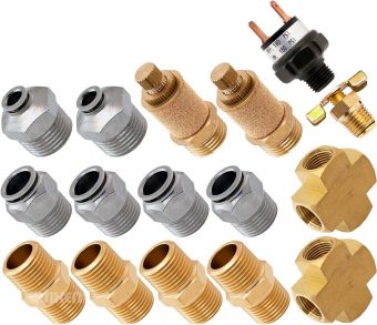 VIXEN AIR VXK1237 SET OF FITTINGS FOR FOUR 1/2" NPT AIR VALVES USING 1/2" AND 1/4" OD AIR LINES, PRESSURE SWITCH INCLUDED