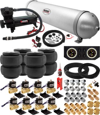 VIXEN AIR VXX1208FB/4850B AIR SUSPENSION KIT FOR TRUCK/CAR BAG/AIR RIDE/SPRING. ON BOARD SYSTEM, 200PSI COMPRESSOR, 5 GALLON ALUMINUM TANK